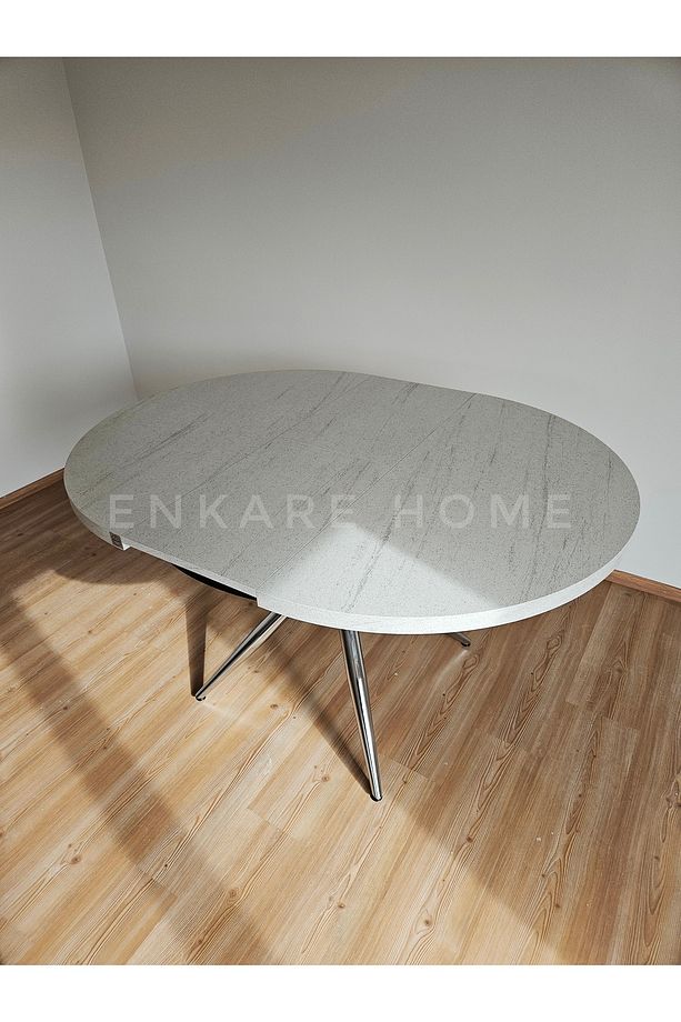 Oliva Yuvarlak Açılabilir Yemek Masası – 100x100 - 140 cm | 4-6 Kişilik | Mdf Mutfak ve Salon - 4