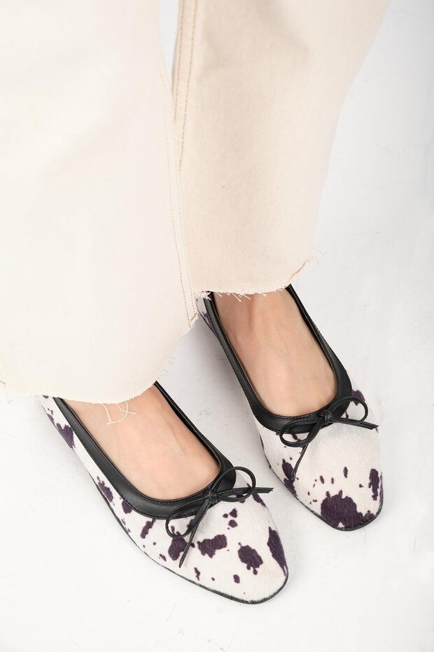 Garcia Animal Patterned Black Color Women's Ballerinas