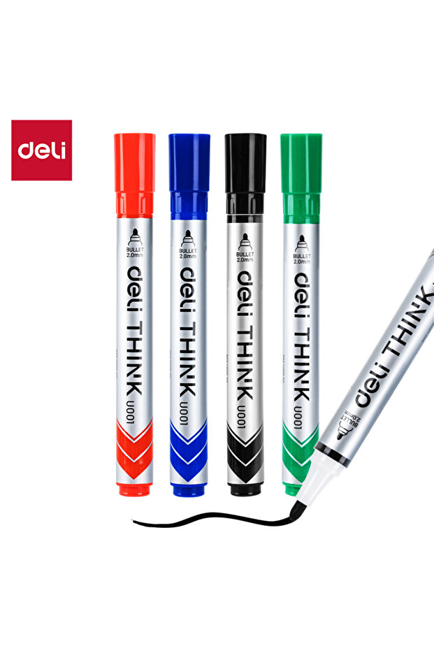 EU00101 Whiteboard Marker, Assorted Colours, 4PCS – For Office, Classroom & Meetings