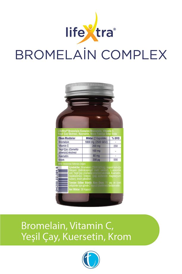 Bromelain Complex 30 Bitkisel Kapsül Krom Pikolinat Yeşil Çay Ekstresi - 2