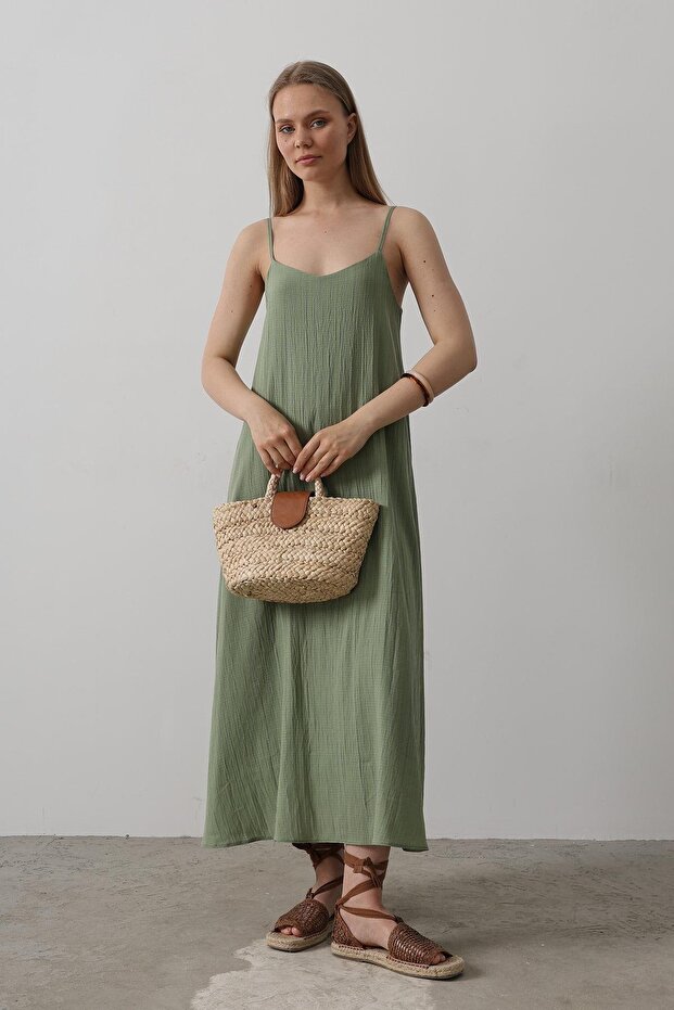 Rochie lungă cu bretele pentru damă - 3