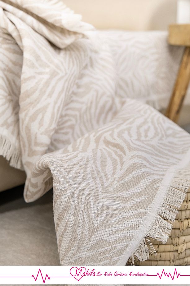 Klasik Pamuklu Koltuk Örtüsü | 160x220 cm Zebra Desen Koltuk Örtüsü - 2