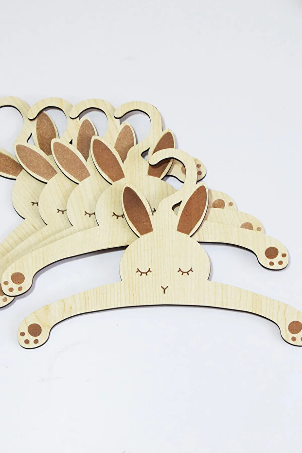 5-Piece Baby Clothes Hanger Wooden Rabbit Clothes Hanger