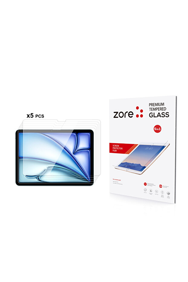 واقي شاشة iPad Air 11 2024 متوافق مع SYS 5in1 من الزجاج المقسى - شفاف