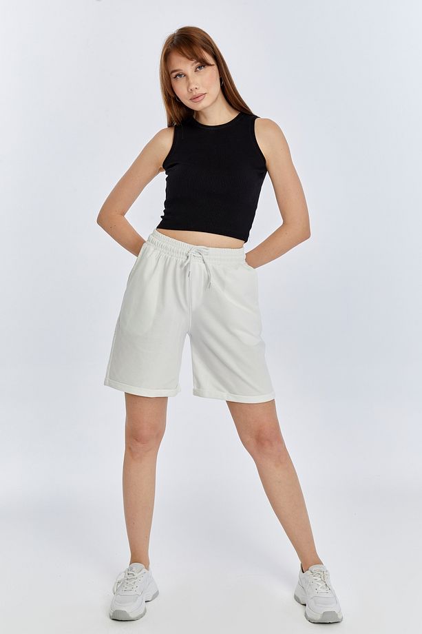 Kadın Duble Paça Oversize Rahat Kalıp Şort - 4