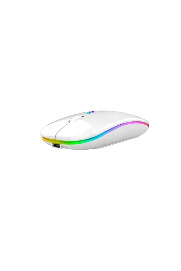 Wireless optical mouse with RGB LED lighting, USB and Bluetooth interface, ergonomic shape, white - 1