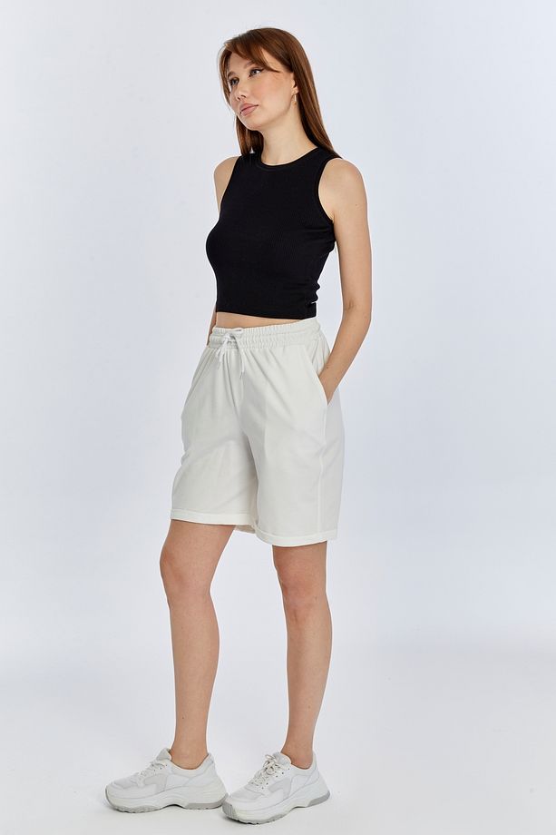 Kadın Duble Paça Oversize Rahat Kalıp Şort - 3
