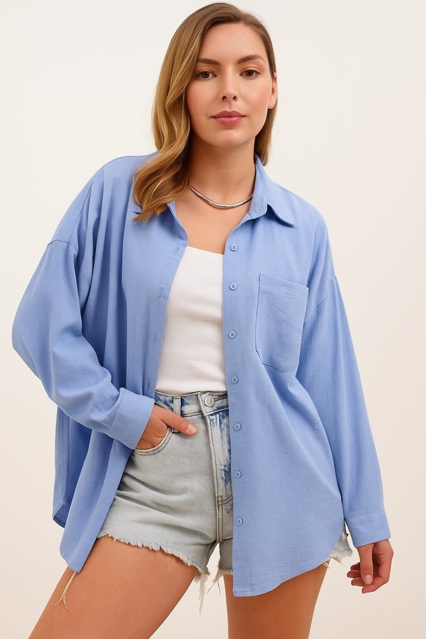 High Quality Relaxed Fit Linen Shirt # 20150