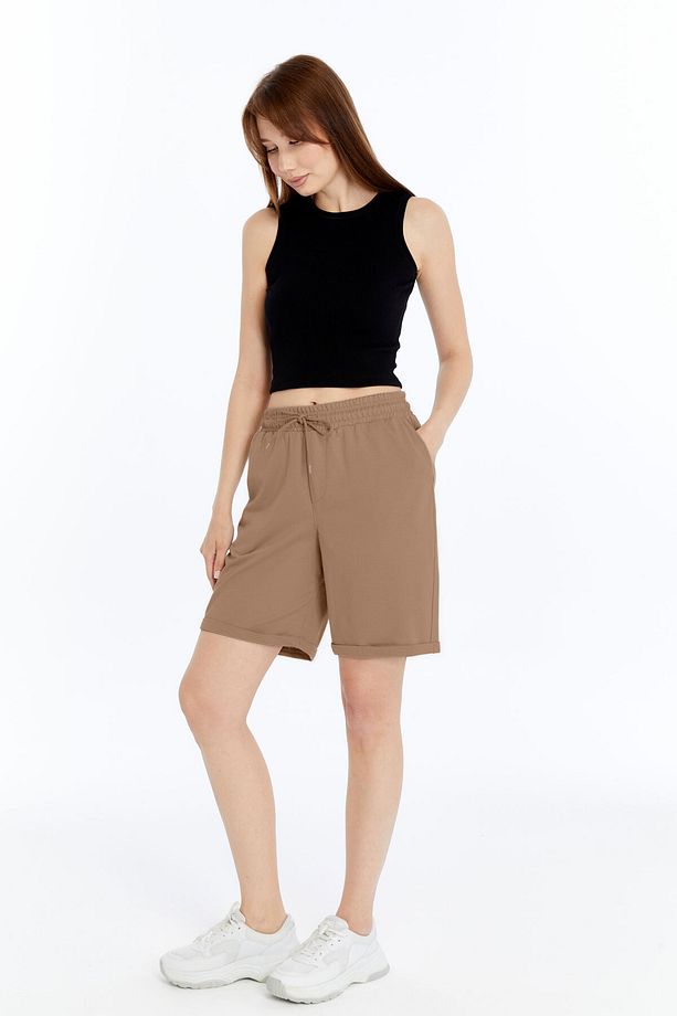 Kadın Duble Paça Oversize Rahat Kalıp Şort - 5