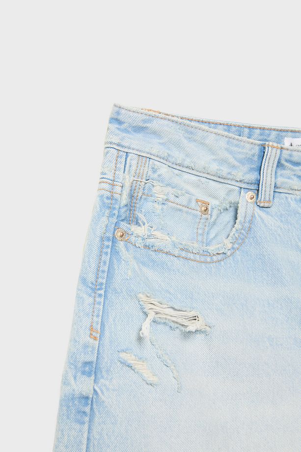 D75 Distressed denim şort - 9