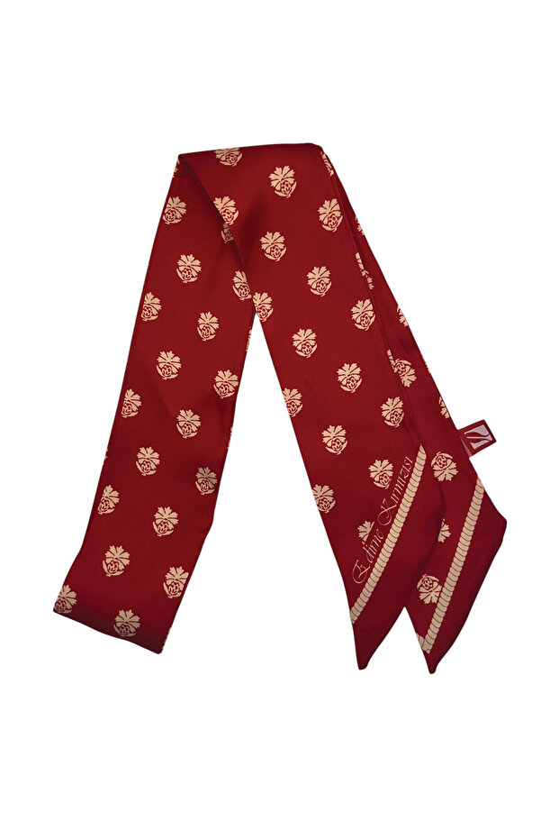 Narrow Scarf Red Damask 6X110 cm