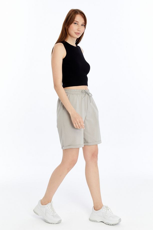 Kadın Duble Paça Oversize Rahat Kalıp Şort - 3