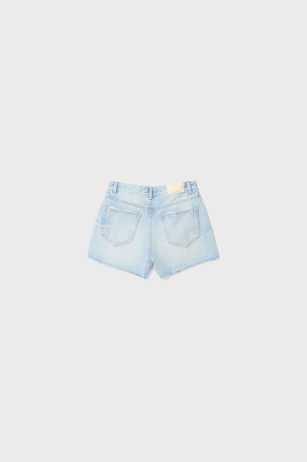 D75 Distressed denim şort - 8