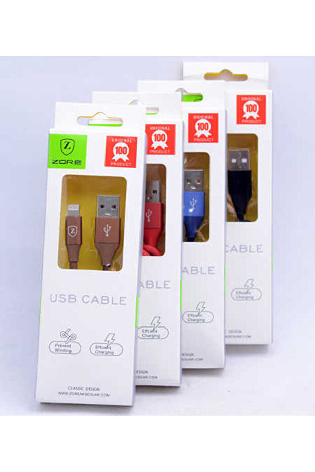 كابل USB Lightning ذو طرف معدني أحمر-SYS - 4