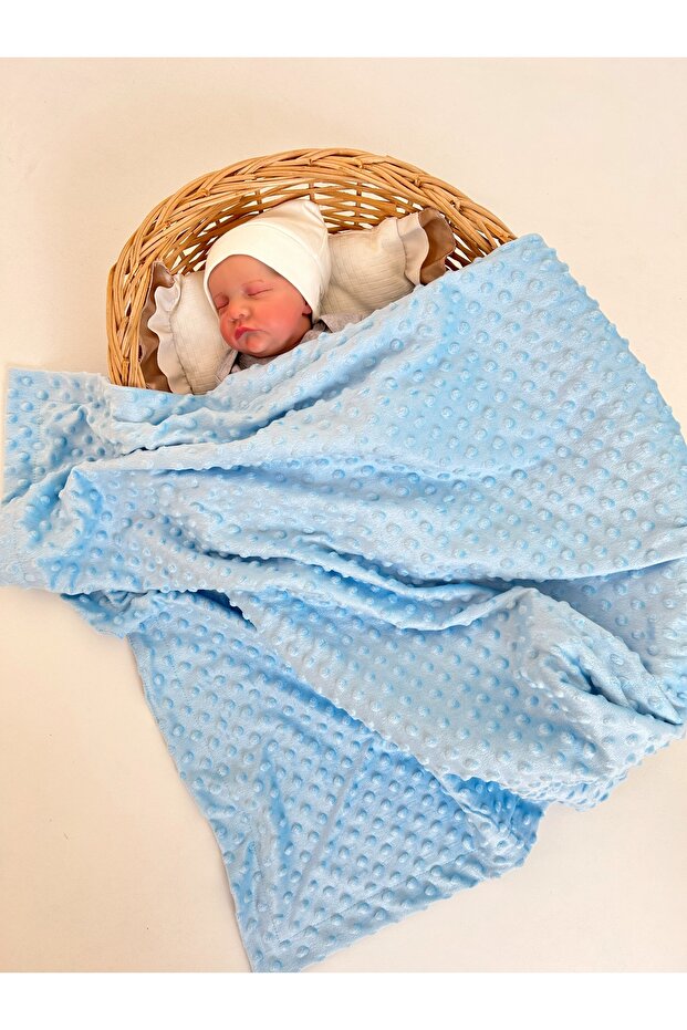 Blue Chickpea Double Layer Baby Boy Blanket Swaddle 100% Cotton Multi-Purpose Cover Seasonal 90X85Cm