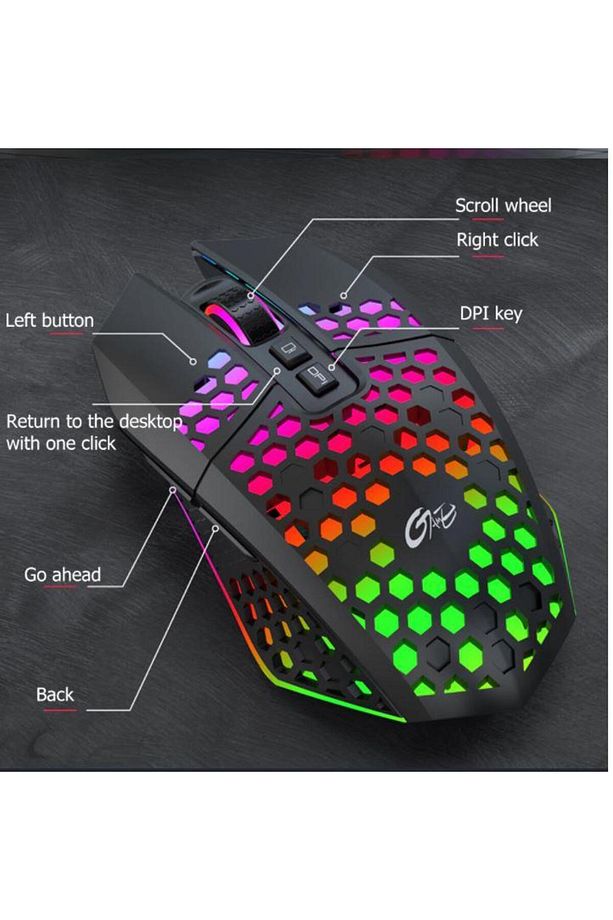 Kablosuz Oyuncu Mouse Rgb Led 2.4g 8 Buton 1600dpi Şarj Edilebilir - 5