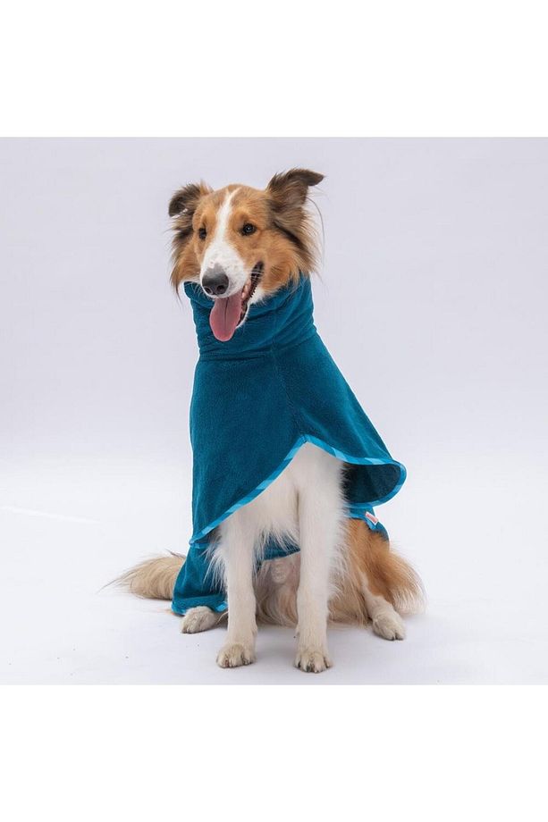 Mavi Bogota Orta ve Büyük Irk Köpek Bornozu Köpek Kurulama Havlusu - 3