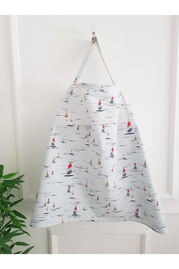 مريلة للرضاعة الطبيعية مريحة منقوشة بحري، غطاء - 70 × 100 سم، للأم والطفل