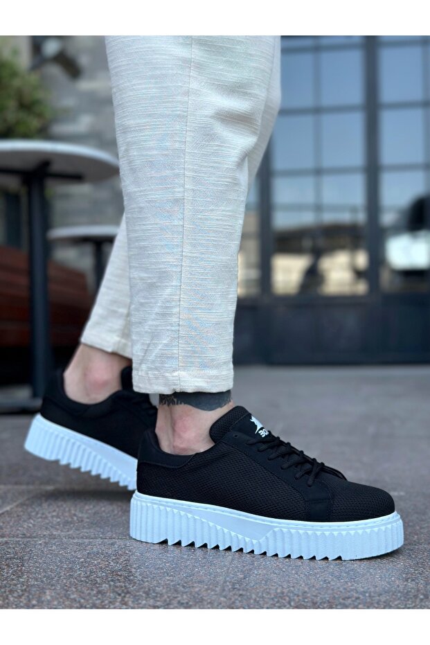BA0803 BOA Yüksek Taban Triko Siyah Erkek Ayakkabı - 3