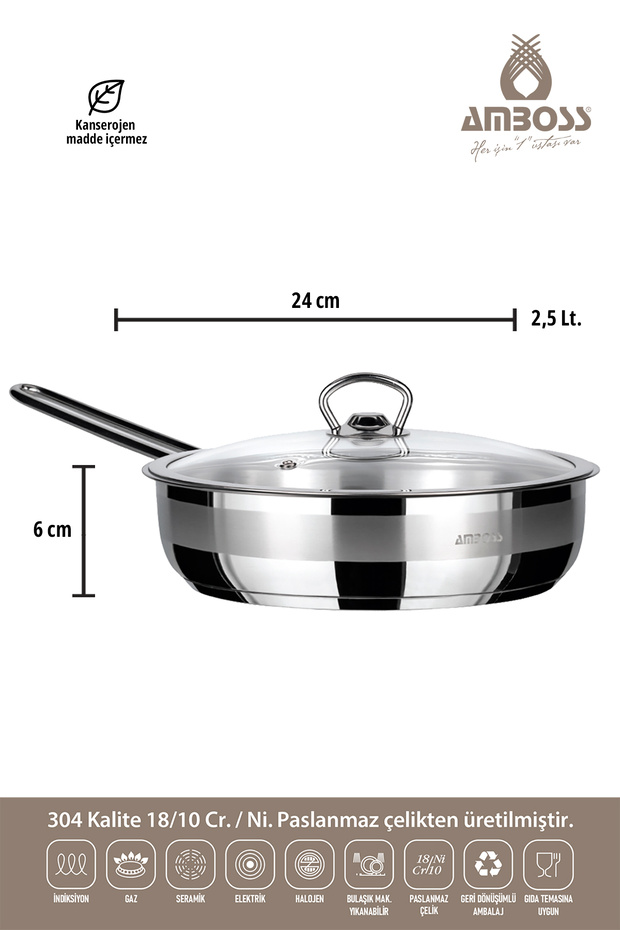 Sofia 4 Parça Kapaklı Paslanmaz Çelik Tava Seti - 2