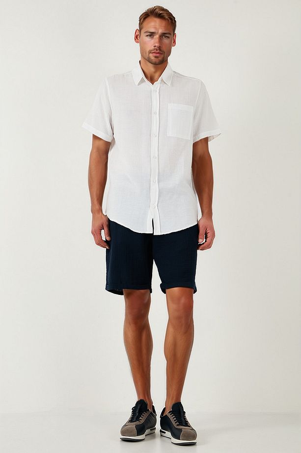 % 100 Pamuk Regular Fit Normal Bel Müslin Short Erkek Short Cf25s657802 - 1