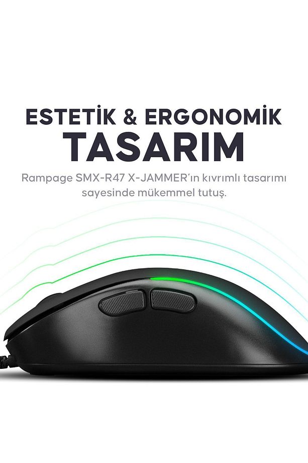 Smx-r47 X-jammer Usb Rgb Mouse Drag Click 12800 Dpi Gaming Mouse Oyuncu Mouse Makrolu Örgü Kablo - 4