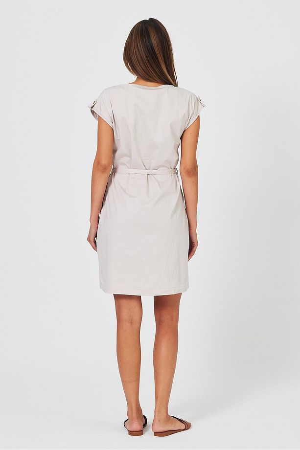 Kadın Riva Taş Önü Düğmeli Regular Fit Gabardin Elbise - 4