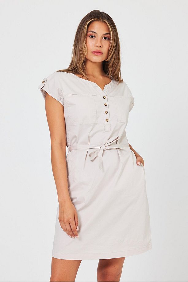 Kadın Riva Taş Önü Düğmeli Regular Fit Gabardin Elbise - 3