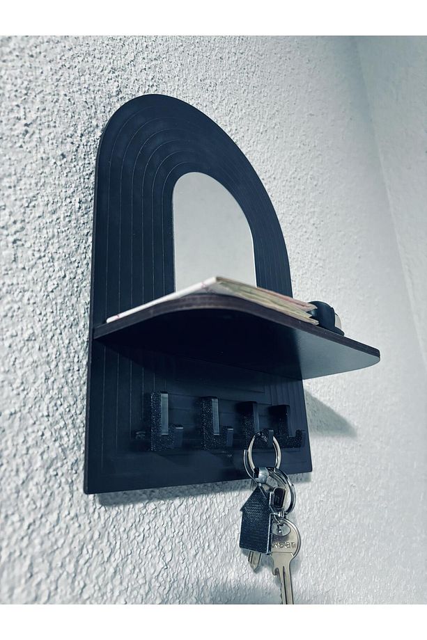 Minimal Dekoratif Ahşap Anahtarlık ve Duvar Rafı, Anahtarlık Askılığı, Duvar Rafı - 4