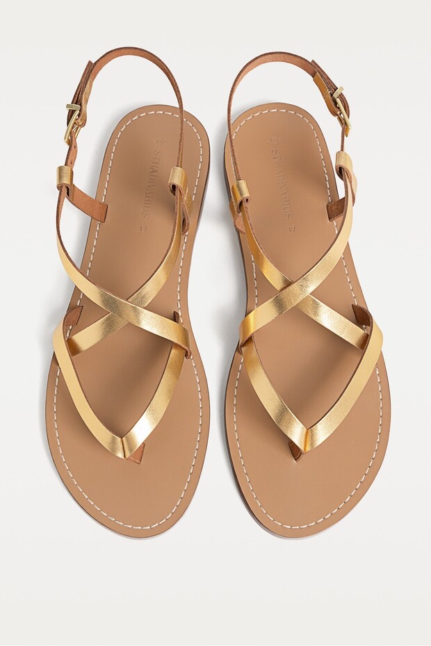 Düz deri şeritli sandalet - 2