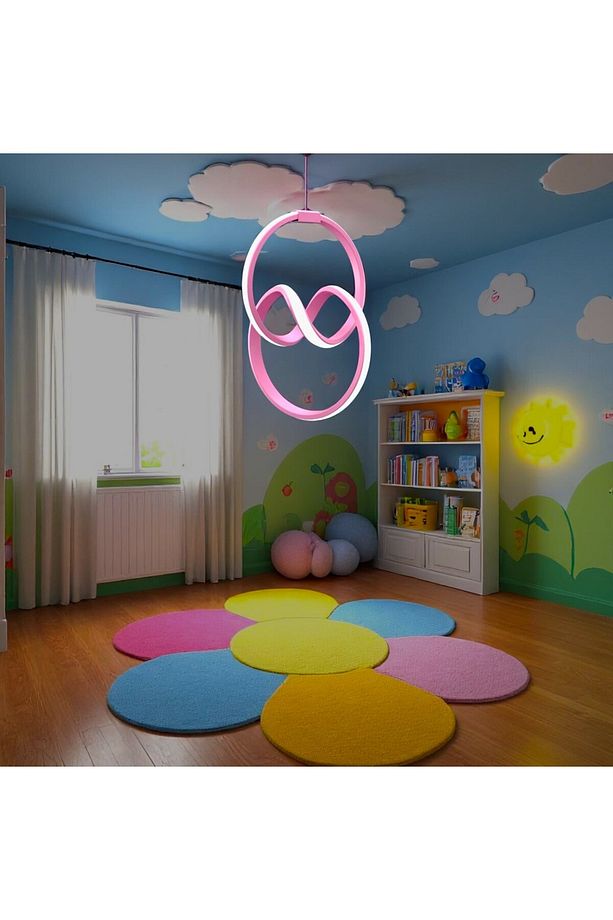 Orko Pembe Kasa,beyaz Led Işıklı Çocuk Odası İçin Led Avize - 1