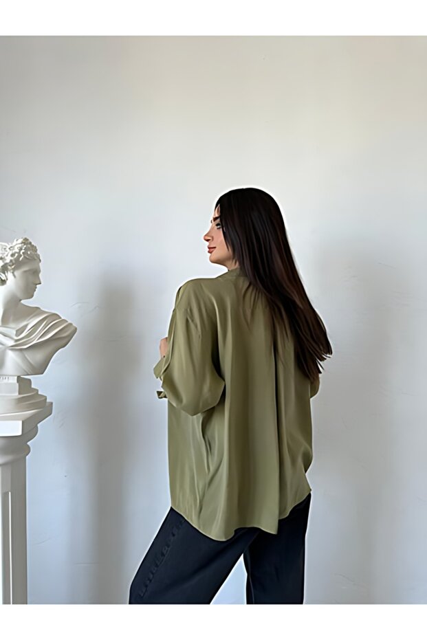 KADIN MODAL TEK CEP OVERSİZE GÖMLEK - 3