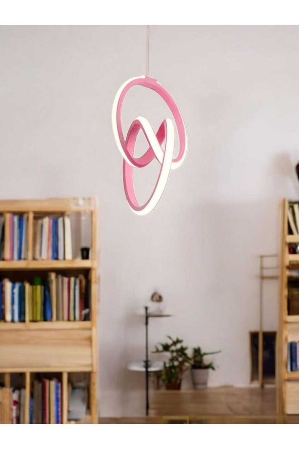Orko Pembe Kasa,beyaz Led Işıklı Çocuk Odası İçin Led Avize - 3