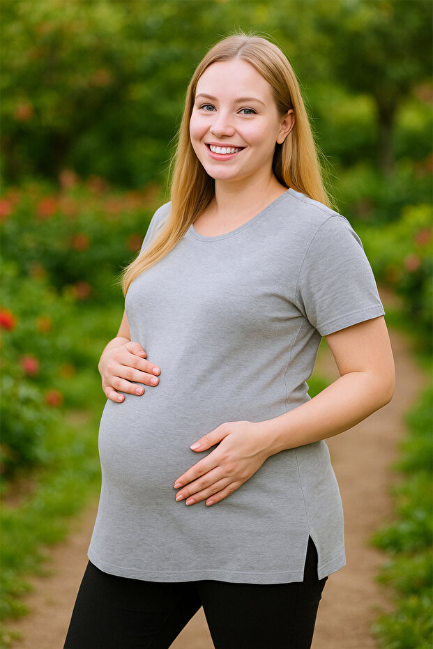 Pregnant Woman Tshirt Hg0032 Gray