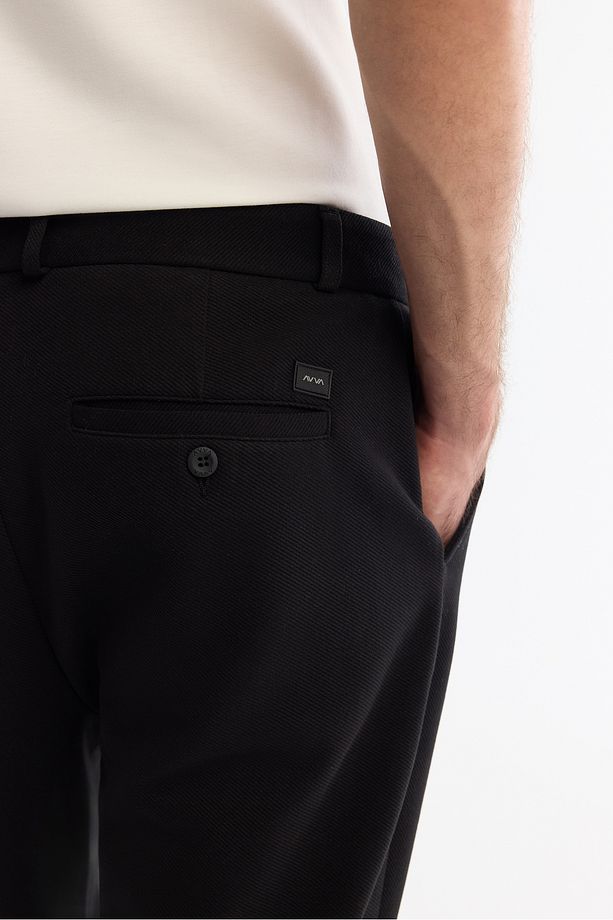 Erkek Siyah Carrot Fit Diyagonal Desenli Örme Pantolon A42y3061 - 7