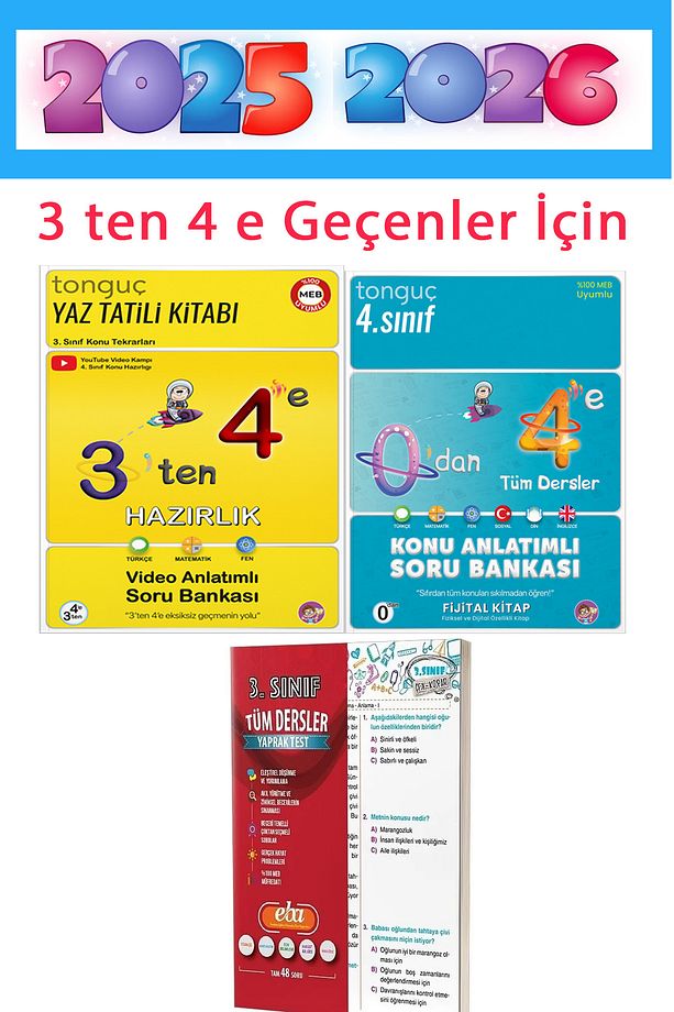 3'ten 4'e Hazırlık Seti + 3. Sınıf Tüm Dersler Yaprak Test - 5