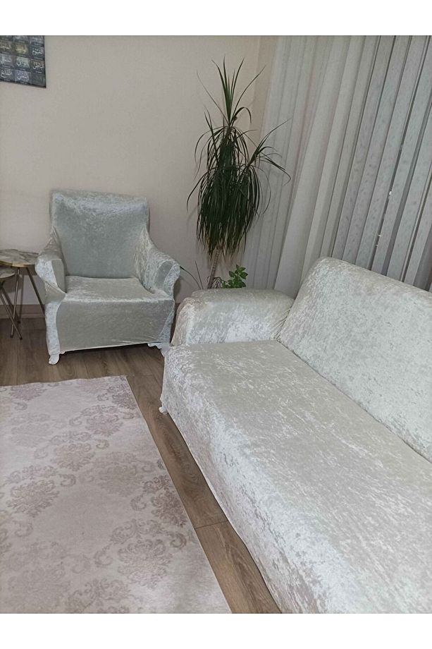 Yumuşacık Yıkanabilir Tüy Leke Tutmayan Lastikli Kadife Koltuk Örtüsü Koltuk Kılıfı Takımı 4lü"set - 2