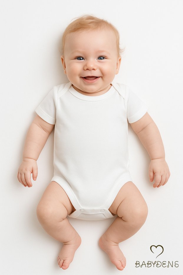 White Short Sleeve Snap Fastener Baby Bodysuit Cotton 0-3 Months - 24 Months Jumpsuit Comfortable Baby Clothing