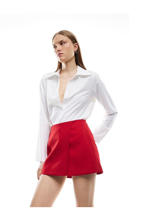 Regular Fit Kruvaze Mini Şort Etek - 3