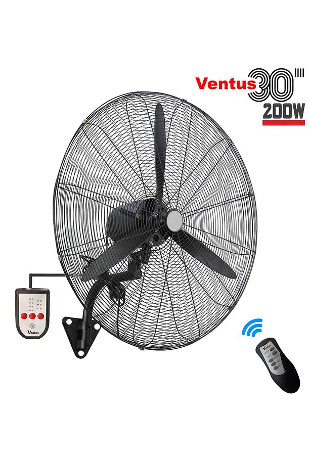 30" Vantilatör 200W Duvar Tipi Sanayi Tipi Endüstriyel Kablolu ve Uzaktan Kumandalı (75cm Çap) - 1