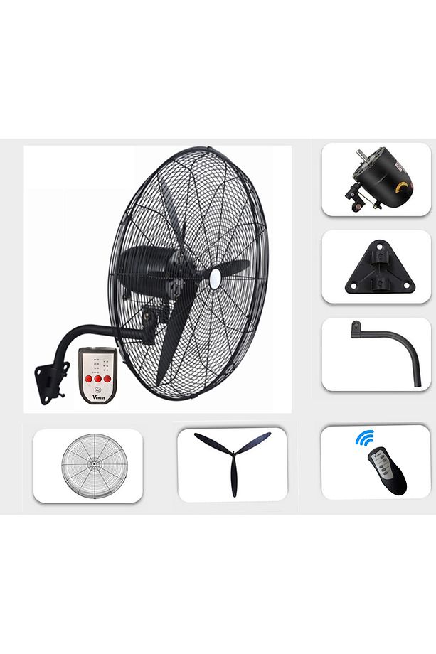30" Vantilatör 200W Duvar Tipi Sanayi Tipi Endüstriyel Kablolu ve Uzaktan Kumandalı (75cm Çap) - 3