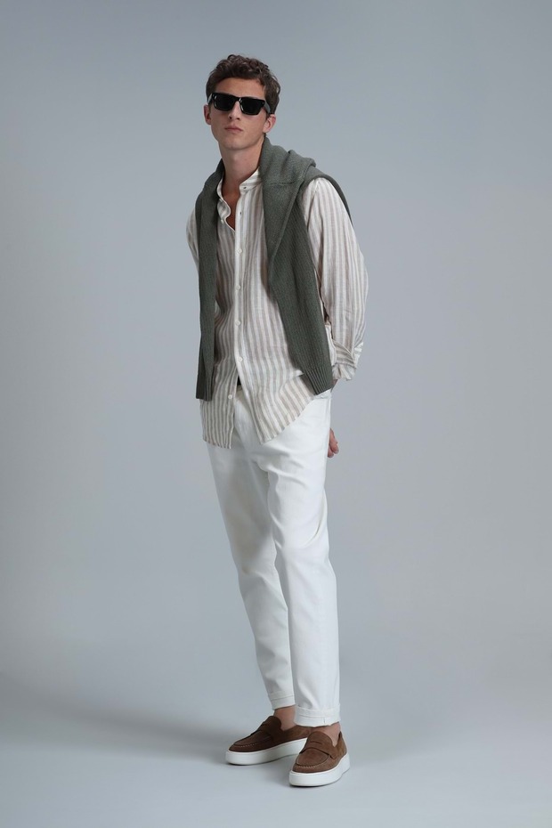 111010624 Fast Hakim Yaka Basic Gömlek Comfort Fit Erkek Gömlek BEJ - 4