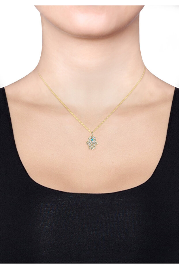 Dámský náhrdelník s přívěskem Hamsa na ruku, jednoduchý, se zirkony, ze sterlingového stříbra 925 - 5