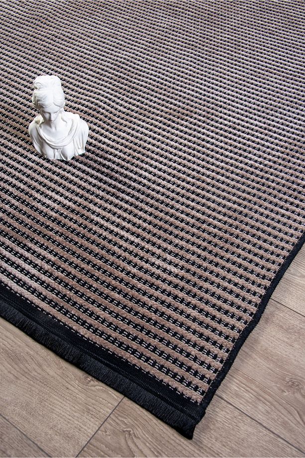 Bej Şönil Makinada Yıkanabilir Kaymaz Taban Saçaklı Pamuklu Halı Kilim Oturma Odası Salon Mutfak - 3