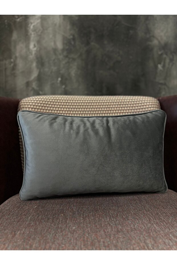 Imported Silk Velvet Anthracite Gray Color Throw Pillow Cover 30x50cm