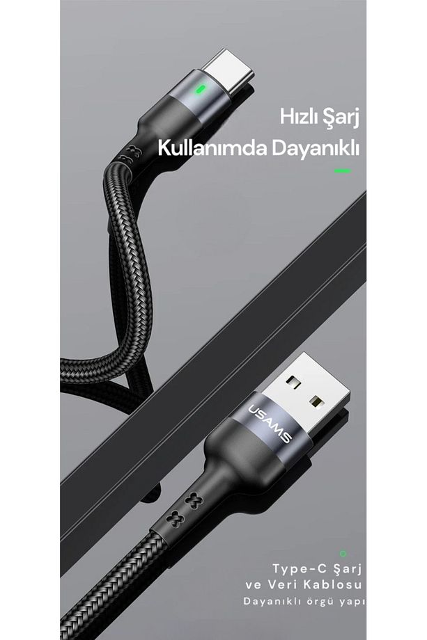 Usams Us-sj313 Usb To Type-c Samsung Uyumlu Örgülü Şarj Ve Data Kablosu Hızlı Şarj 1m - 4