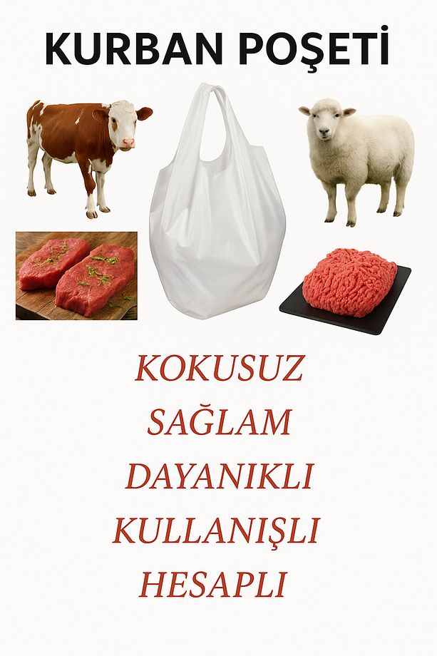 Atlet Poşet 45x75 Cm Battal Boy 50 Adet Kurban Poşeti Çok Amaçlı Taşıma Torbası - 1
