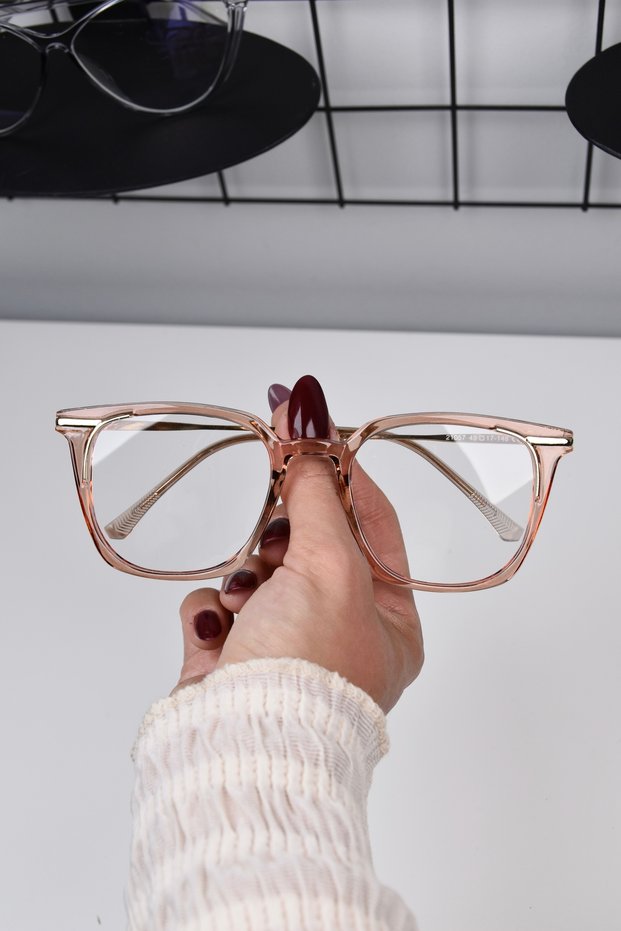 Flora Honey Color Pink Transparent Silver Frame Women's Blue Block Blue Light Protection Screen Glasses