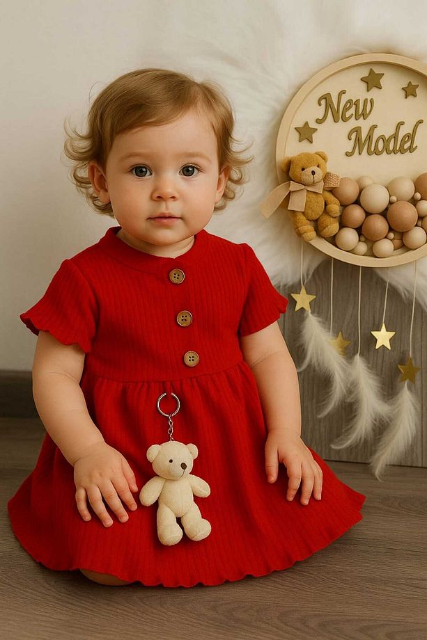 Kız Bebek Oyuncak Ayıcıklı Yazlık Elbise - 1