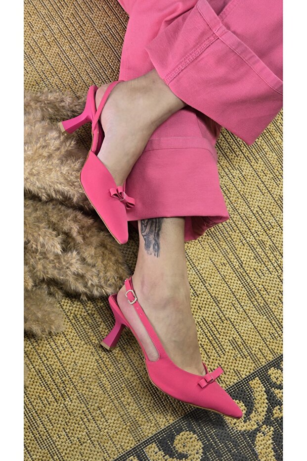 Melinta Bow Pink Classic Heeled Shoes